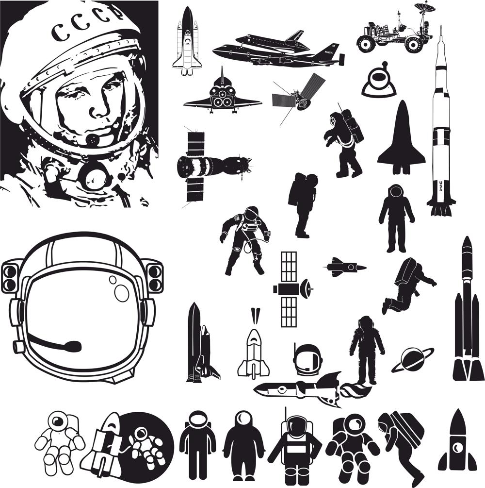 طرح وکتور هنری فضانورد مناسب برای استفاده در دستگاه های cnc چوب و cnc لیزر - astronaut vector art cdr file