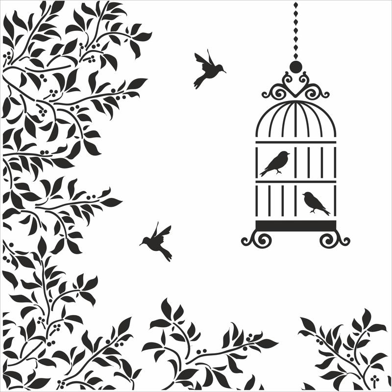 طرح گل و پرنده با فرمت ilration مناسب برای استفاده در دستگاه های cnc چوب و cnc لیزر - silhouettes birds cage flowers illustration cdr file