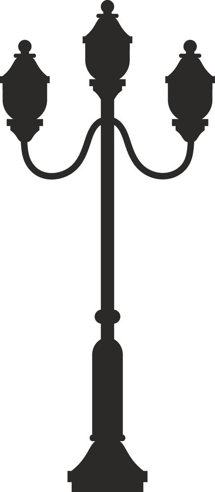 طرح سیلوئت چراغ خیابانی مناسب برای استفاده در دستگاه های cnc چوب و cnc لیزر - street lamp silhouette dxf file