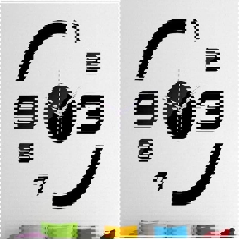 طرح ساعت دیواری بزرگ بدون قاب آینده‌نگرانه ، دایره‌ای DIY با اعداد، ساعت دیواری مناسب برای استفاده در دستگاه های cnc چوب و cnc لیزر - laser cut futuristic large frameless wall clock diy circle with numbers wall clock