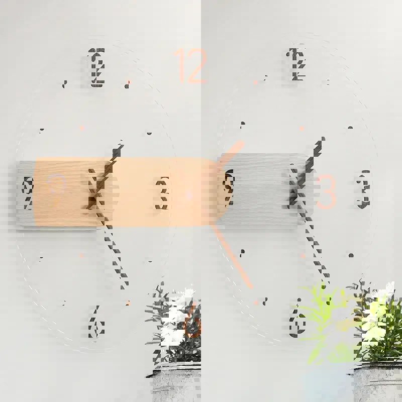 طرح ساعت دکوری چوبی شفاف اکریلیک مناسب برای استفاده در دستگاه های cnc چوب و cnc لیزر - laser cut wooden transparent acrylic home decor clock