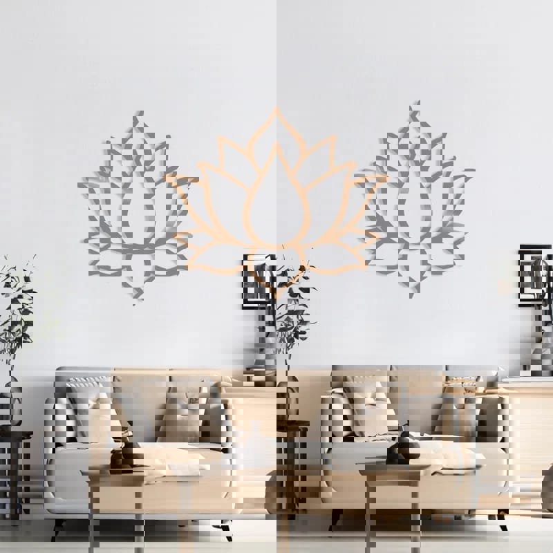 طرح گل نیلوفر آبی برای دکور دیواری با مناسب برای استفاده در دستگاه های cnc چوب و cnc لیزر - laser cut lotus flower wall decor lotus flower outline design