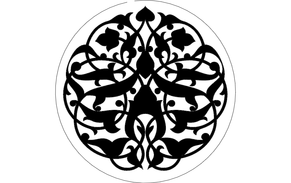طرح گل دایره‌ای مناسب برای استفاده در دستگاه های cnc چوب و cnc لیزر - round pattern floral dxf file