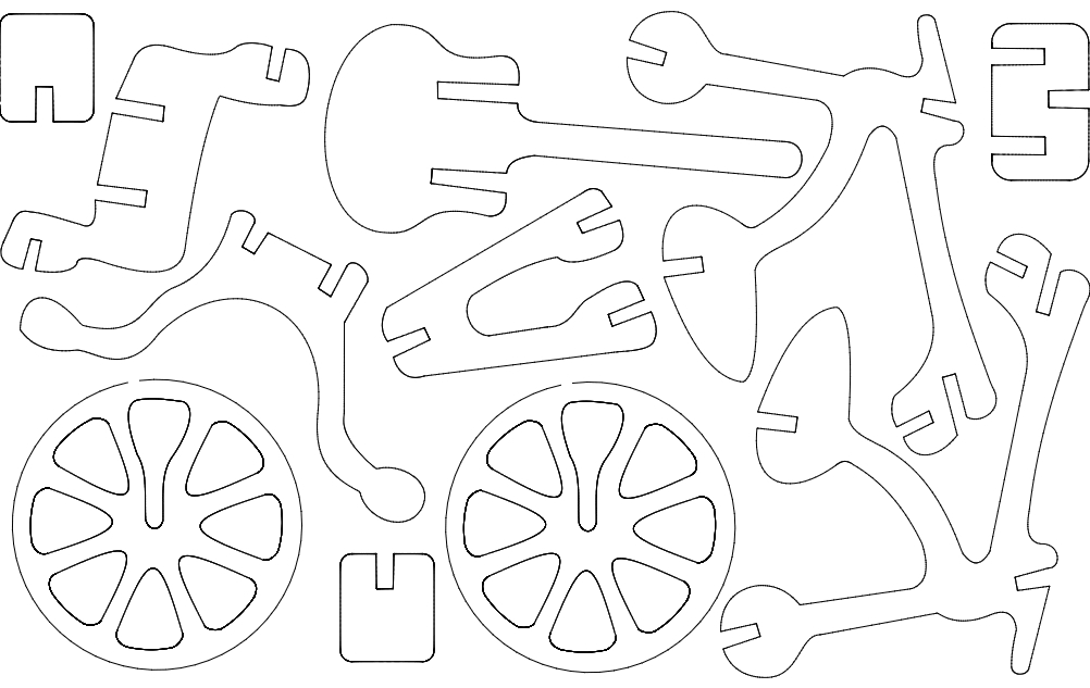 طرح دوچرخه مناسب برای استفاده در دستگاه های cnc چوب و cnc لیزر - bicicleta dxf file