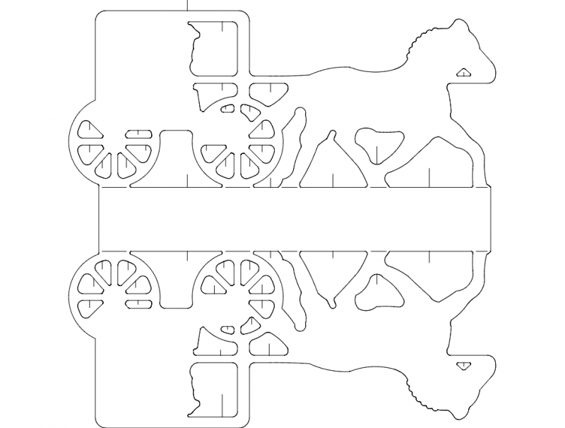 طرح کاوالو و کاروآج مناسب برای استفاده در دستگاه های cnc چوب و cnc لیزر - cavalo e carruagem dxf file
