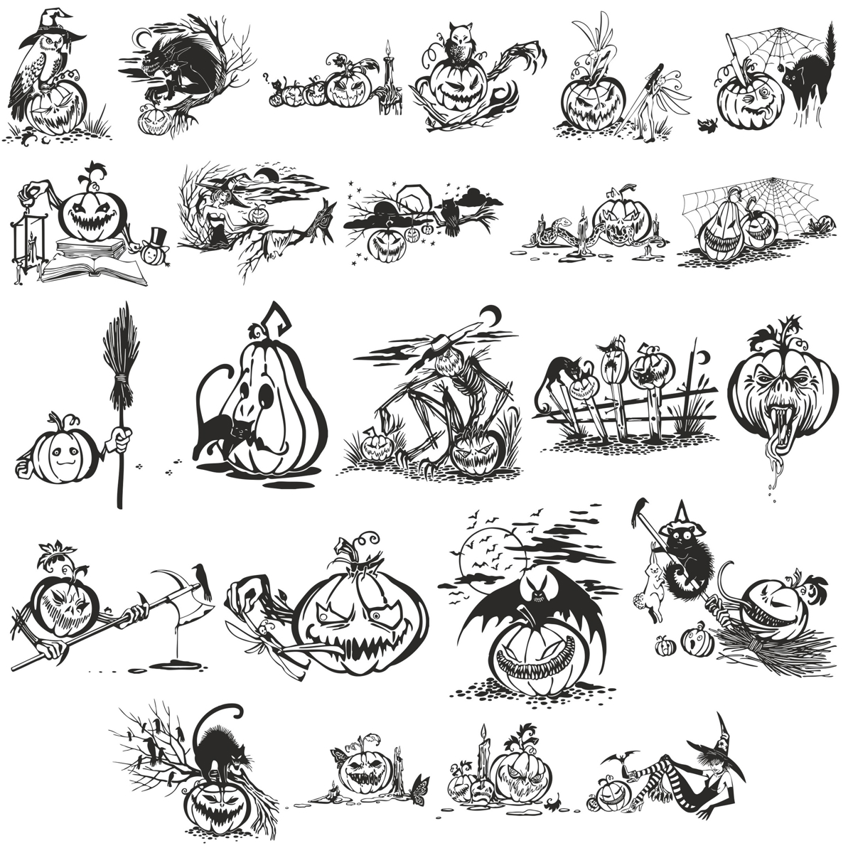طرح مجموعه وکتور هالووین مناسب برای استفاده در دستگاه های cnc چوب و cnc لیزر - halloween vector collection cdr file