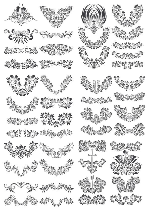 طرح فایل وکتور مجموعه تزئینات گلدار مناسب برای استفاده در دستگاه های cnc چوب و cnc لیزر - floral decor vector set cdr file
