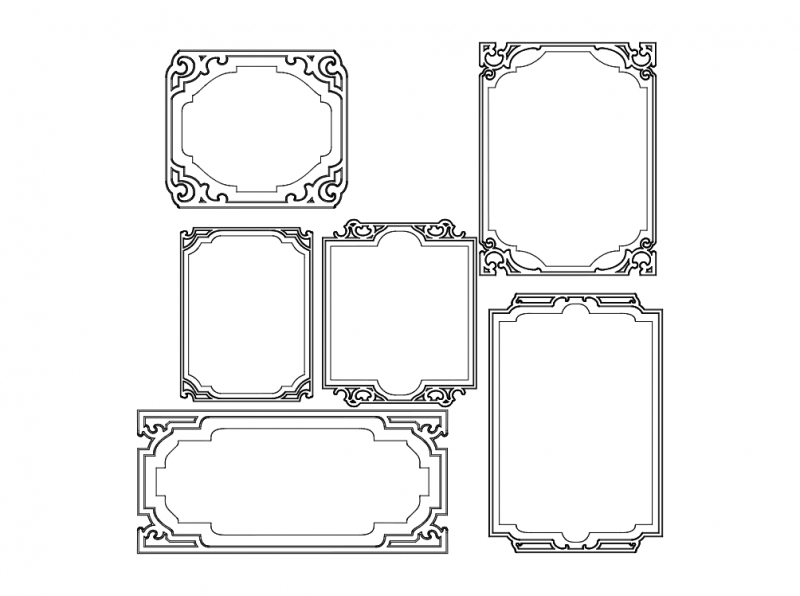 طرح فریم‌ها مناسب برای استفاده در دستگاه های cnc چوب و cnc لیزر - frames dxf file