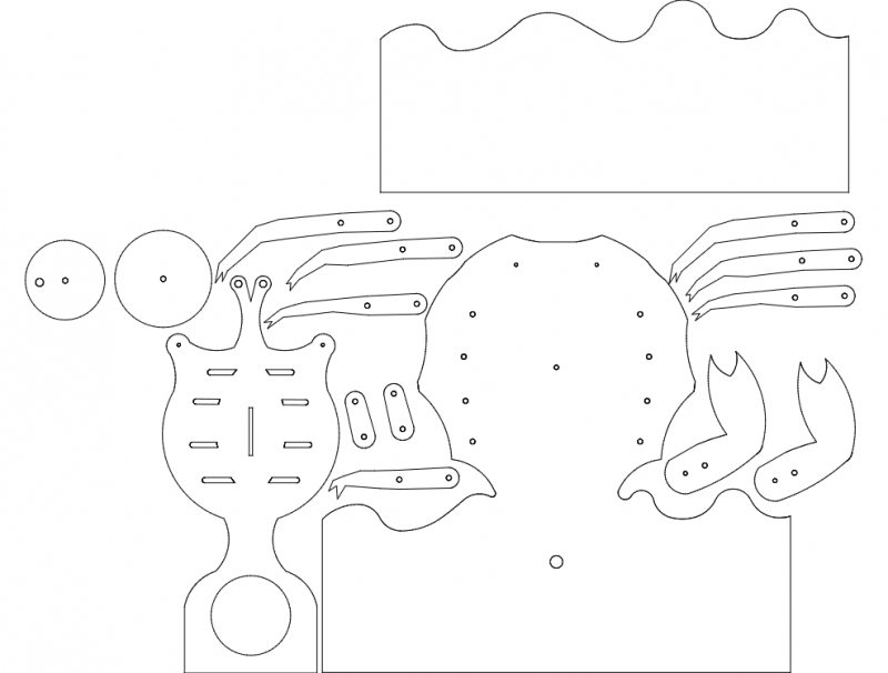 طرح تمام قطعات خرچنگ مناسب برای استفاده در دستگاه های cnc چوب و cnc لیزر - crab all parts dxf file