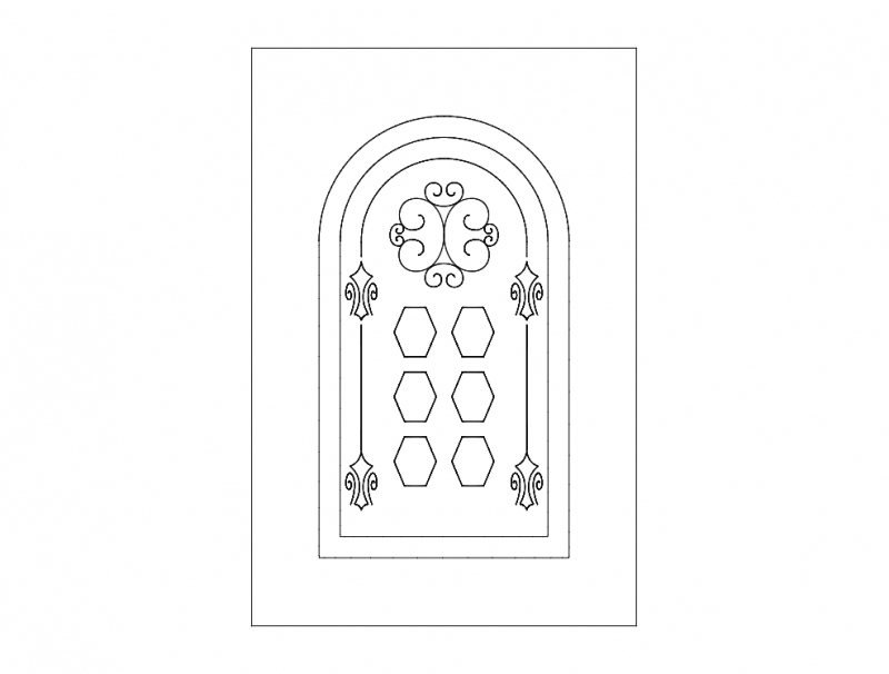طرح درب قوسی مناسب برای استفاده در دستگاه های cnc چوب و cnc لیزر - door design arch dxf file
