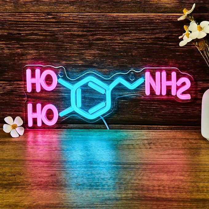 طرح تابلو نئون دوپامین مناسب برای استفاده در دستگاه های cnc چوب و cnc لیزر - laser cut dopamine neon sign