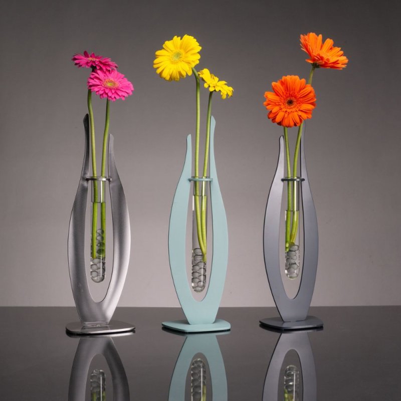 طرح پایه فلاسک گلدان مدرن مناسب برای استفاده در دستگاه های cnc چوب و cnc لیزر - laser cut modern flower vase flask stand