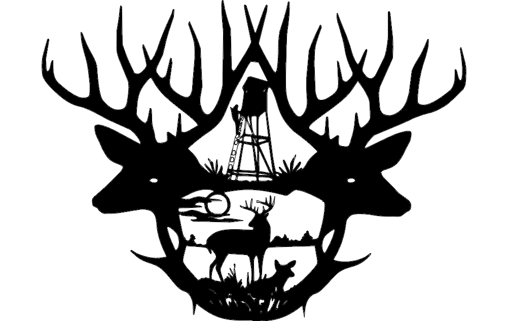 طرح شاخ گوزن ۲ عدد مناسب برای استفاده در دستگاه های cnc چوب و cnc لیزر - 2 deer antlers dxf file