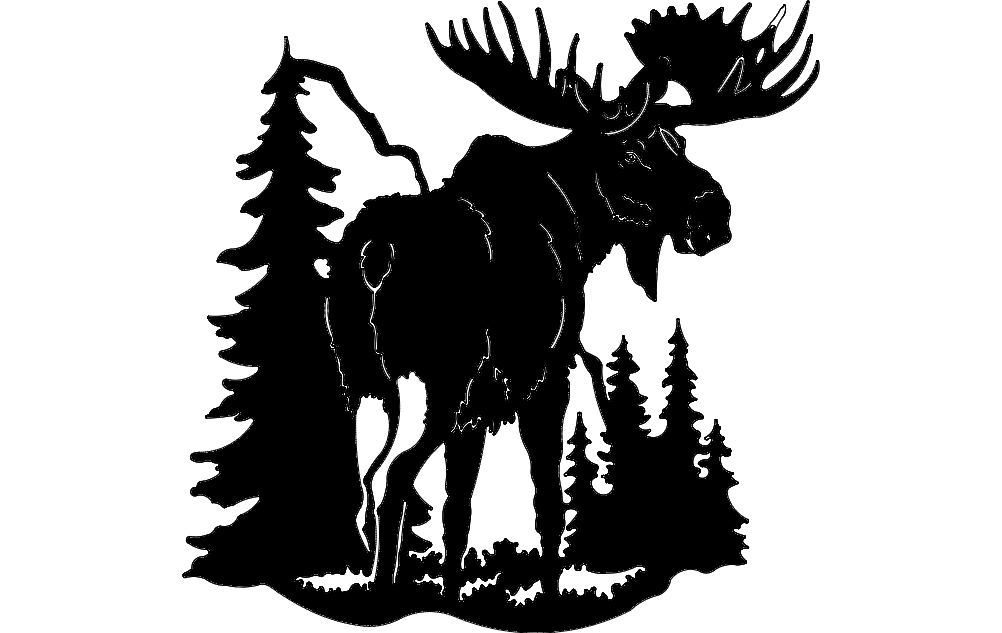 طرح گوزن شمالی شماره ۱ مناسب برای استفاده در دستگاه های cnc چوب و cnc لیزر - moose 1 dxf file