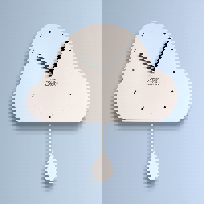 طرح ساعت دیواری ابری شکل به سبک نوردیک با مناسب برای استفاده در دستگاه های cnc چوب و cnc لیزر - laser cut nordic style cloud shaped wall clock