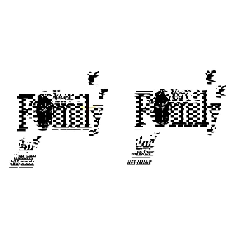 طرح ساعت دیواری خانوادگی «ما خانواده‌ایم» شیک، مدرن و دکور اتاق نشیمن مناسب برای استفاده در دستگاه های cnc چوب و cnc لیزر - laser cut we are family wall clock stylish modern family clock living room decor