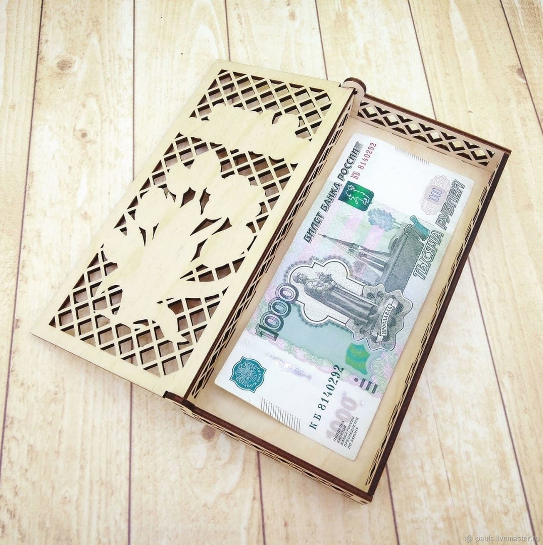 طرح جعبه اسکناس مناسب برای استفاده در دستگاه های cnc چوب و cnc لیزر - laser cut currency banknote case storage box cdr file