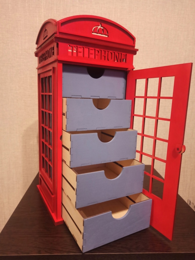 طرح کابینت کیوسک تلفن انگلیسی مناسب برای استفاده در دستگاه های cnc چوب و cnc لیزر - laser cut british phone booth cabinet cdr file
