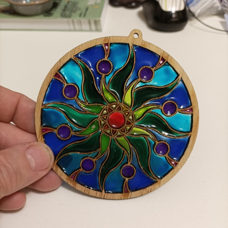 طرح هنری چوبی ماندالا (چرخ هستی) مناسب برای استفاده در دستگاه های cnc چوب و cnc لیزر - laser cut mandala wood art dxf file