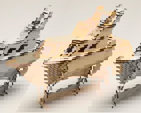طرح پازل چوبی سه بعدی قایق تفریحی مناسب برای استفاده در دستگاه های cnc چوب و cnc لیزر - laser cut yacht 3d wooden puzzle dxf file