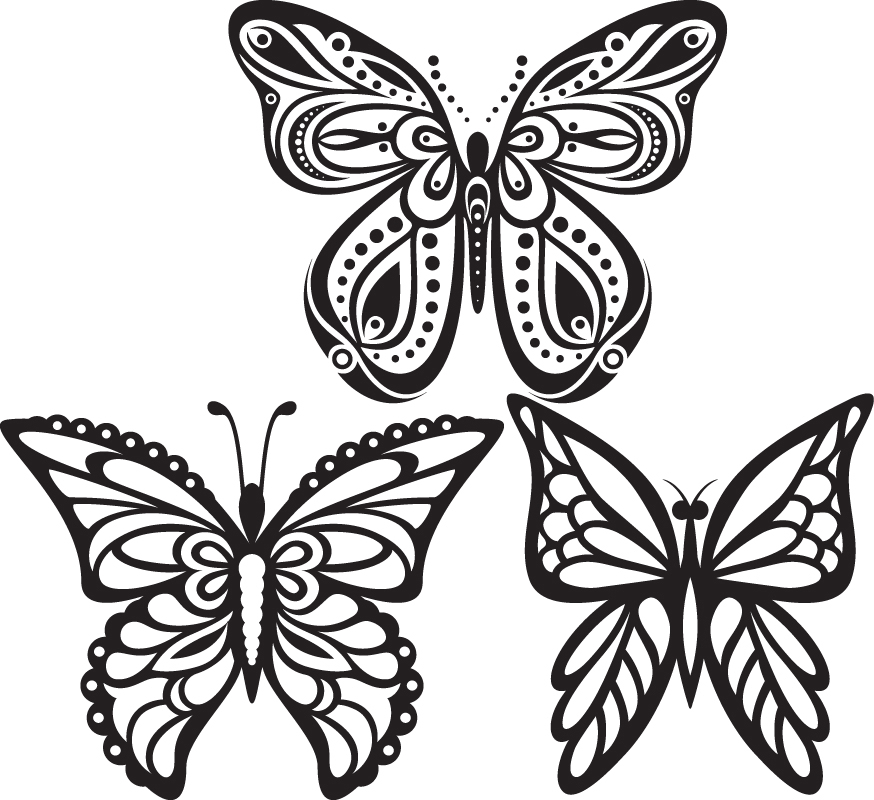 طرح تاتو پروانه وکتور مناسب برای استفاده در دستگاه های cnc چوب و cnc لیزر - butterflies tattoo vector eps file