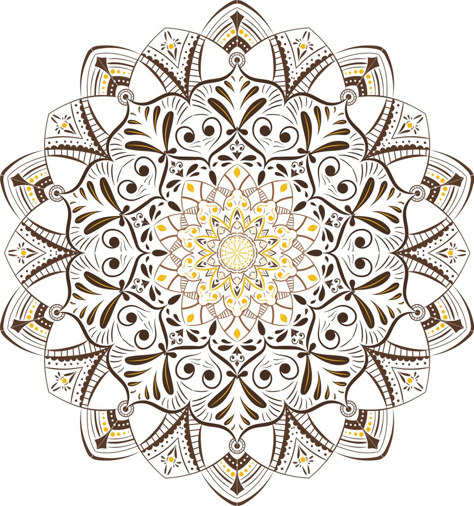 طرح ماندالا (چرخ هستی)ی خاکی رترو مناسب برای استفاده در دستگاه های cnc چوب و cnc لیزر - retro khaki mandala eps file