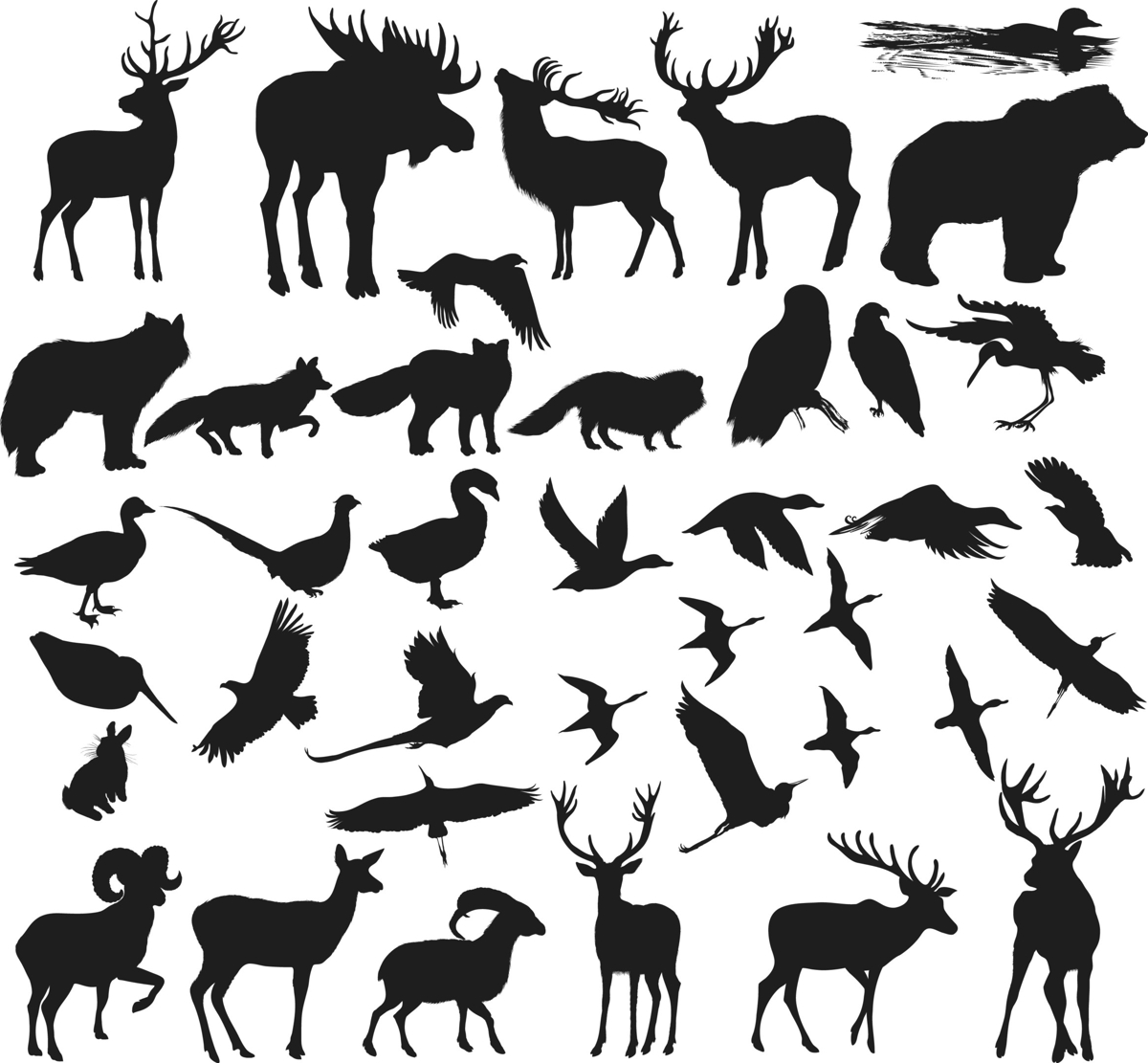 طرح سیلوئت اشکال حیوانات وکتور مناسب برای استفاده در دستگاه های cnc چوب و cnc لیزر - animals shapes silhouettes vectors eps file