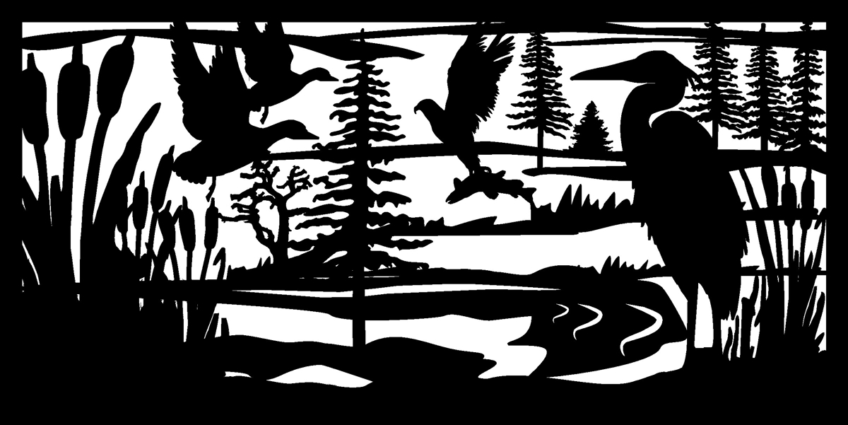 طرح هنری فلزی پلاسما طرح عقاب ماهی اردک ماهی هرون سایز 30 در 60 مناسب برای استفاده در دستگاه های cnc چوب و cnc لیزر - 30 x 60 herron eagle fish ducks plasma metal art dxf file
