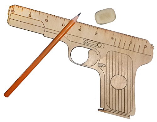 طرح خط کش چوبی به شکل تفنگ مناسب برای استفاده در دستگاه های cnc چوب و cnc لیزر - laser cut wooden gun shaped measuring ruler cdr file