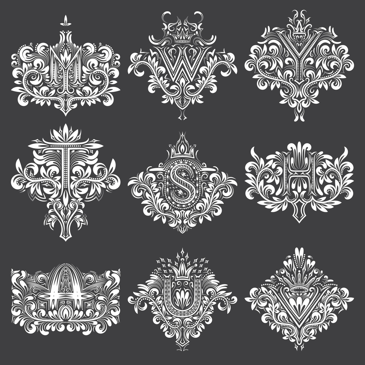 طرح حروف فانتزی گلدار مناسب برای استفاده در دستگاه های cnc چوب و cnc لیزر - floral fancy letters eps file