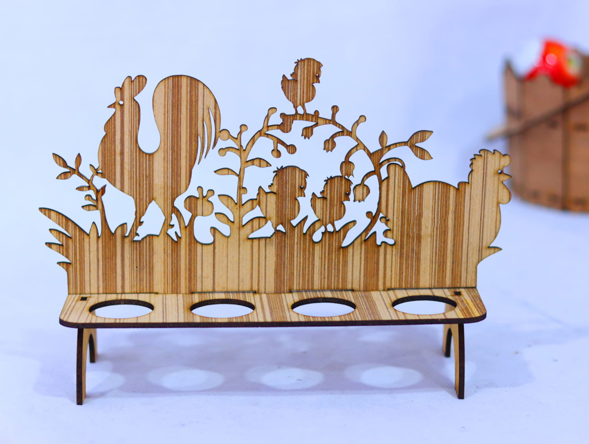 طرح سه بعدی پایه تخم مرغ عید پاک مناسب برای استفاده در دستگاه های cnc چوب و cnc لیزر - laser cut easter egg stand 3mm cdr file