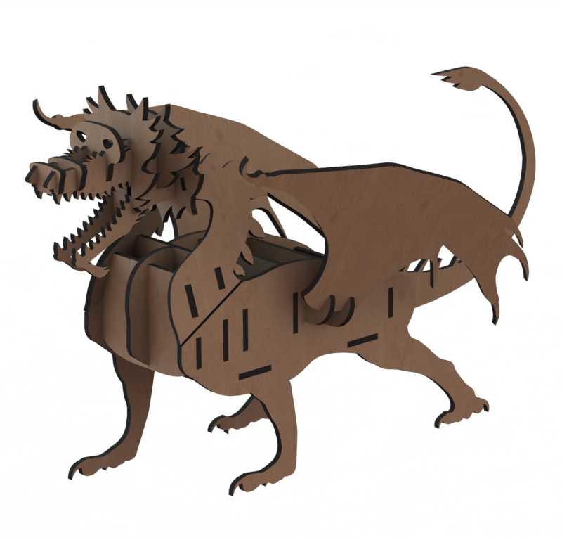 طرح جا کنترلی اژدها مناسب برای استفاده در دستگاه های cnc چوب و cnc لیزر - laser cut dragon remote control holder office supplies organizer cdr file