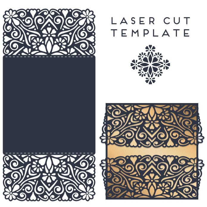 طرح کارت دعوت مناسب برای استفاده در دستگاه های cnc چوب و cnc لیزر - laser cut invitation card design template cdr file
