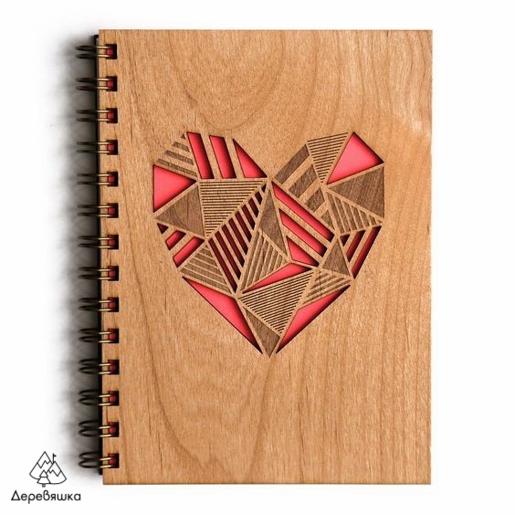 طرح دفترچه یادداشت قلبی مناسب برای استفاده در دستگاه های cnc چوب و cnc لیزر - laser cut notebook heart template cdr file