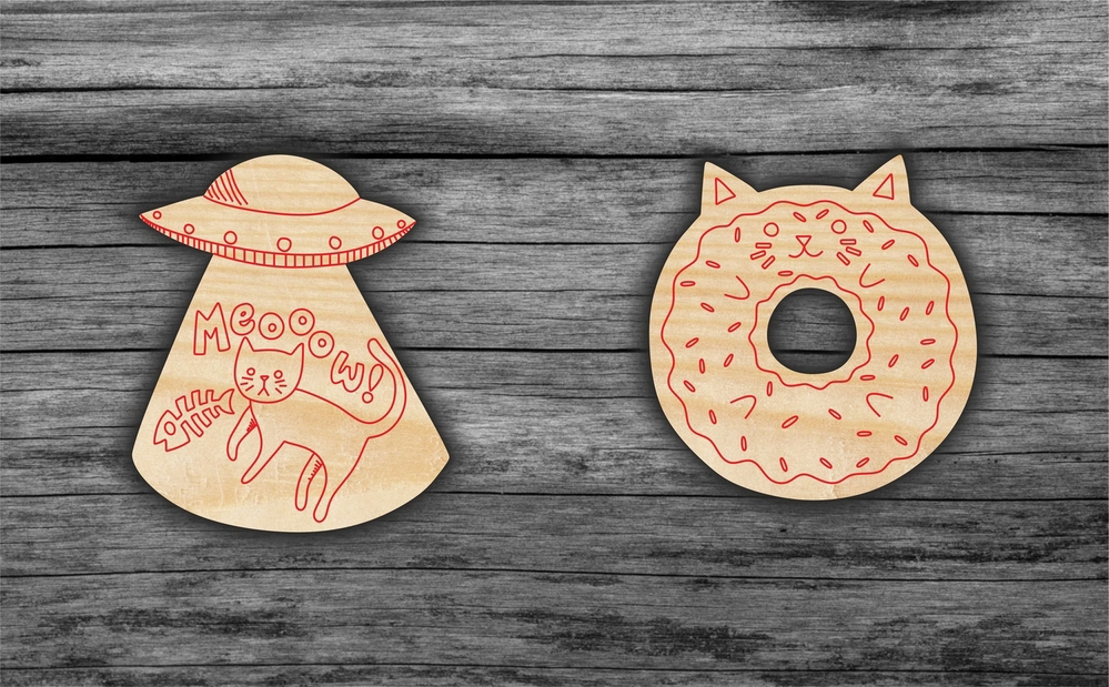 طرح آیکن های آهنربایی گربه های مناسب برای استفاده در دستگاه های cnc چوب و cnc لیزر - laser cut cats magnets icons cdr file