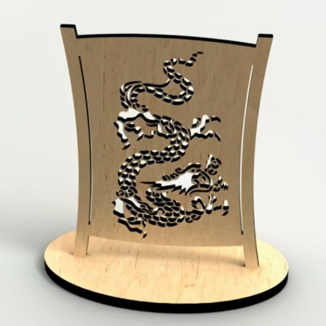 طرح پایه اژدها مناسب برای استفاده در دستگاه های cnc چوب و cnc لیزر - laser cut dragon stand cdr file