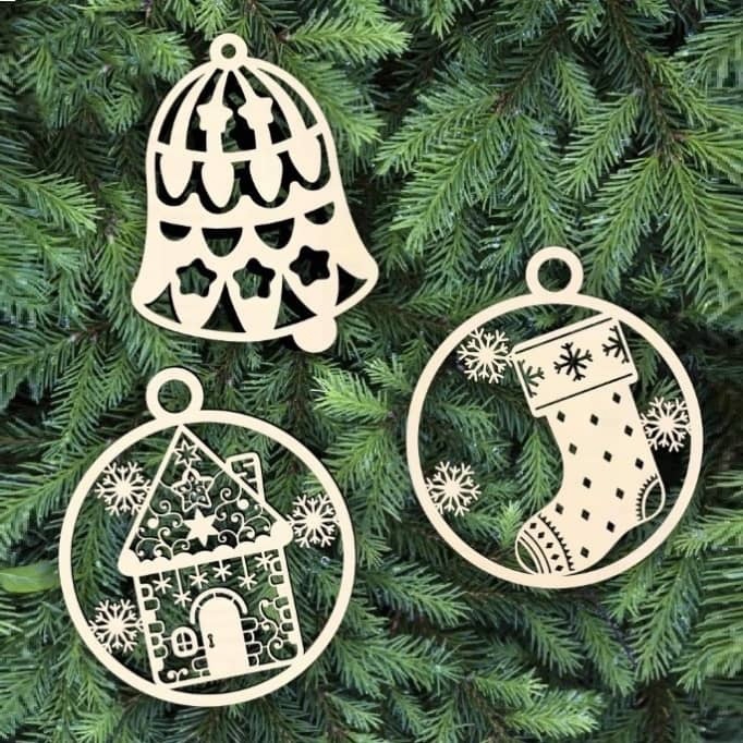 طرح جوراب کریسمس مناسب برای استفاده در دستگاه های cnc چوب و cnc لیزر - laser cut christmas sock decor cdr file