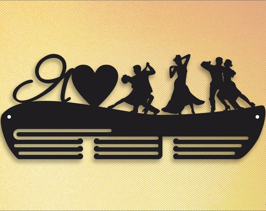 طرح مدال من عاشق رقص هستم مناسب برای استفاده در دستگاه های cnc چوب و cnc لیزر - laser cut i love dancing medal holder cdr file