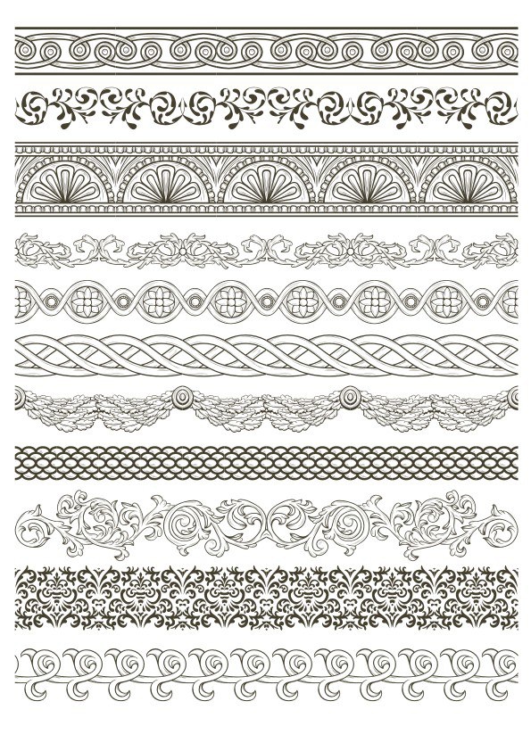 طرح فایل وکتوری مجموعه حاشیه توری مناسب برای استفاده در دستگاه های cnc چوب و cnc لیزر - lace border vector pack cdr file