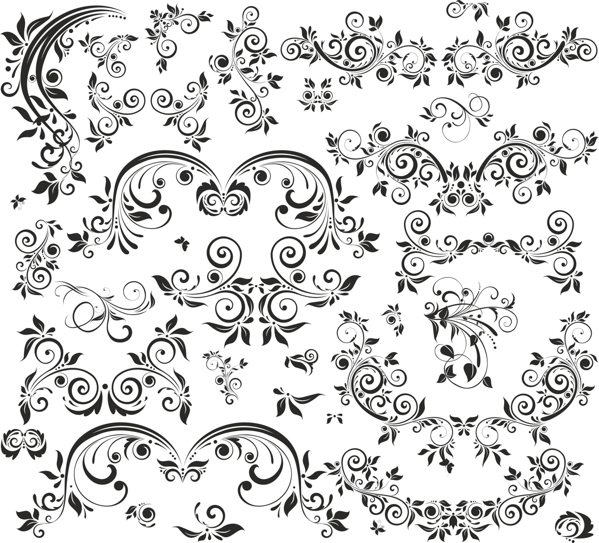 طرح مجموعه گل های تزئینی مناسب برای استفاده در دستگاه های cnc چوب و cnc لیزر - floral decorative set cdr file