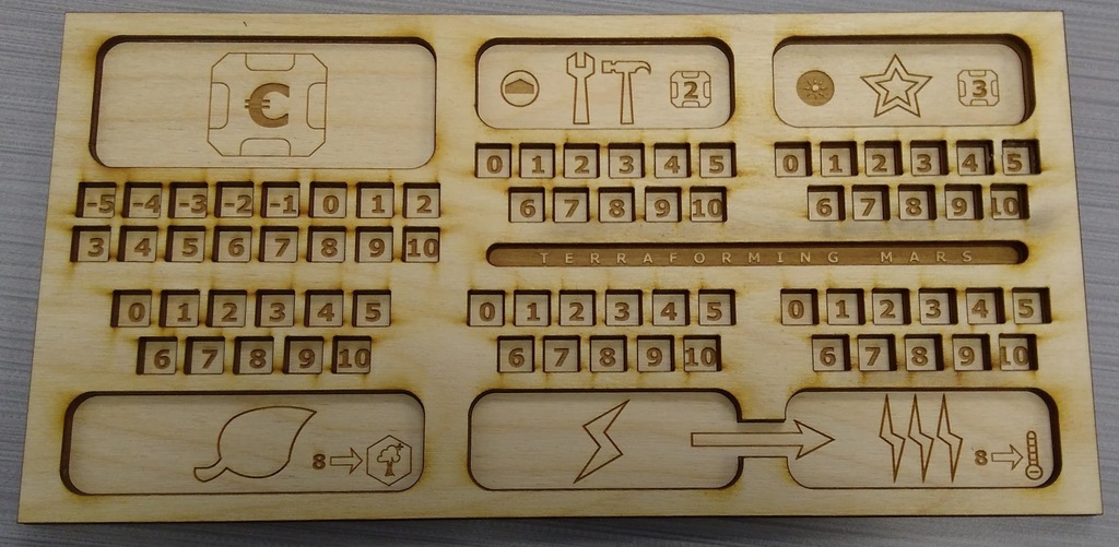 طرح دستگاه زمین‌گردان مریخ مناسب برای استفاده در دستگاه های cnc چوب و cnc لیزر - laser cut terraforming mars player mat dxf file