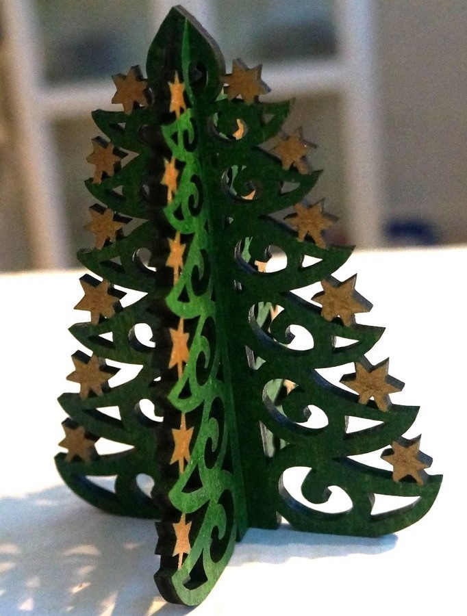 طرح تزیین درخت کریسمس مناسب برای استفاده در دستگاه های cnc چوب و cnc لیزر - laser cut christmas tree decor cdr file