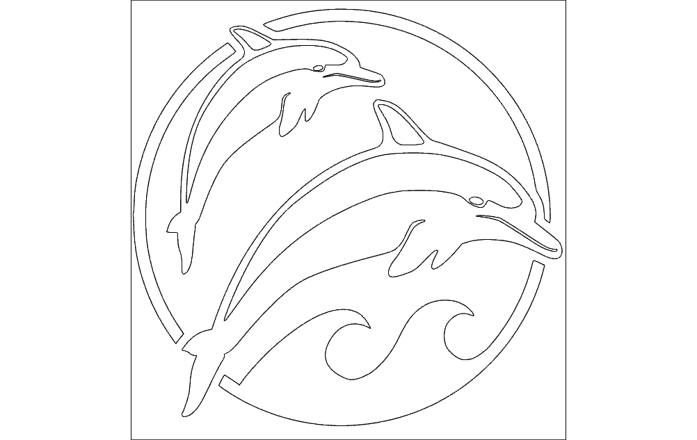 طرح دلفین ها مناسب برای استفاده در دستگاه های cnc چوب و cnc لیزر - dolphins dxf file