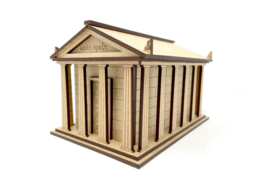طرح جعبه دستور پخت معبد یونانی مناسب برای استفاده در دستگاه های cnc چوب و cnc لیزر - laser cut greek temple recipe box cdr file