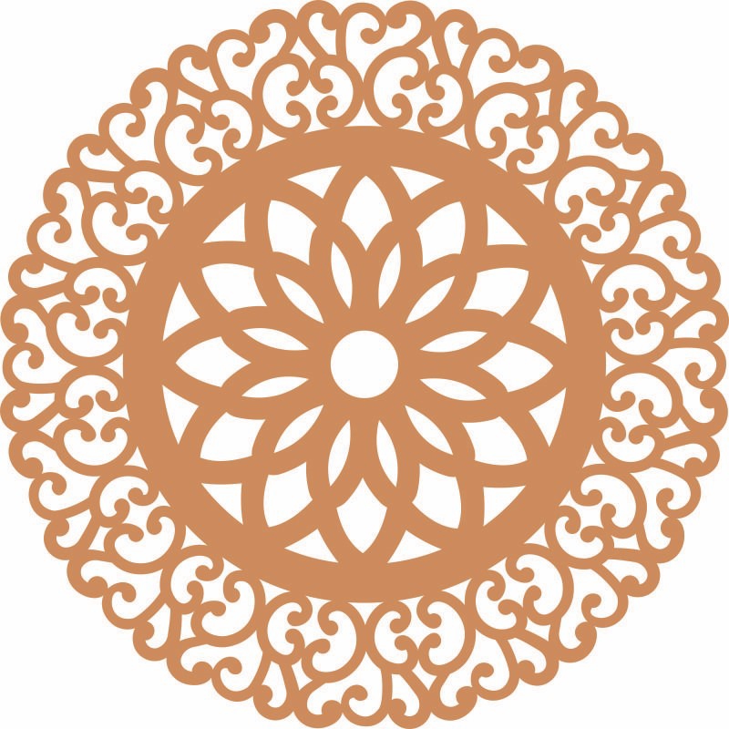 طرح ماندالا (چرخ هستی) دایره ای مناسب برای استفاده در دستگاه های cnc چوب و cnc لیزر - circle mandala art cdr file