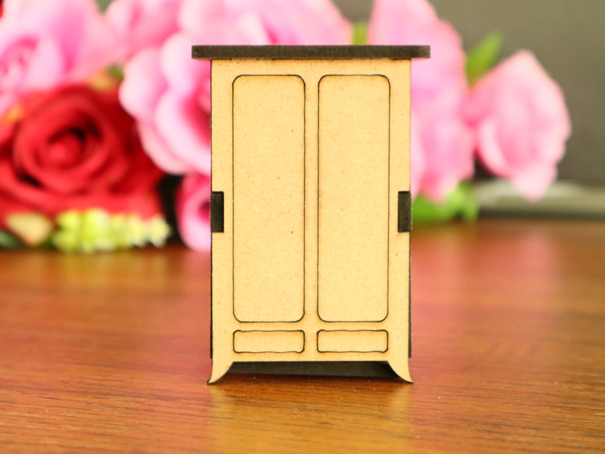 طرح کمد لباس خانه عروسکی، کیت مبلمان عروسکی، مناسب برای استفاده در دستگاه های cnc چوب و cnc لیزر - laser cut dollhouse wardrobe dollhouse furniture kit cdr file