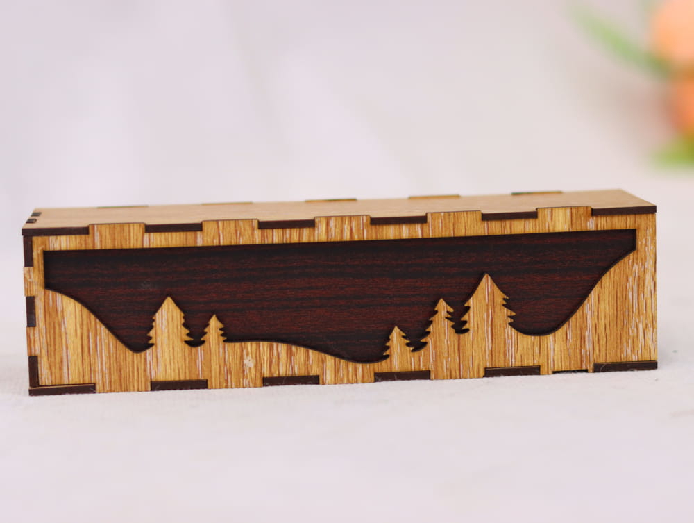 طرح جعبه مداد چوبی تزئینی مناسب برای استفاده در دستگاه های cnc چوب و cnc لیزر - laser cut decorative wooden pencil box cdr file