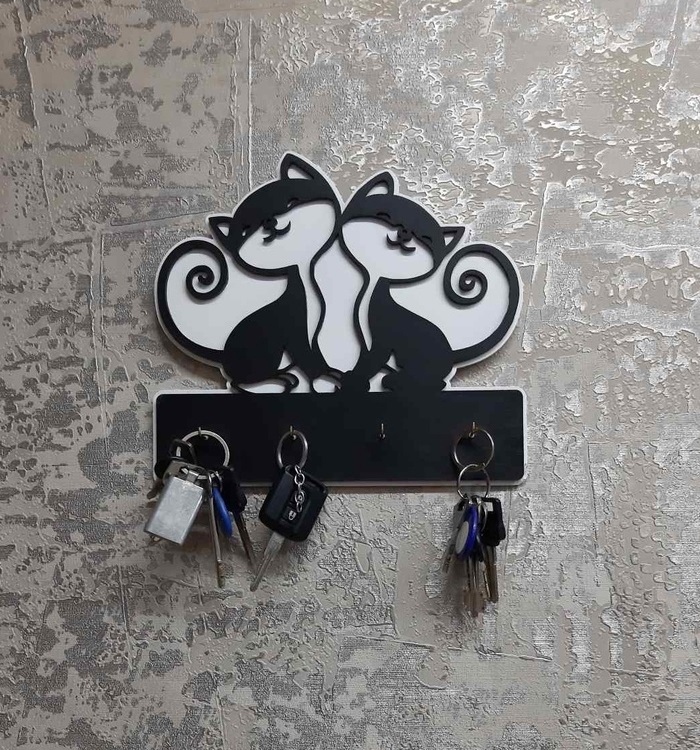 طرح جاکلیدی گربه بامزه مناسب برای استفاده در دستگاه های cnc چوب و cnc لیزر - laser cut cute cats key holder cdr file