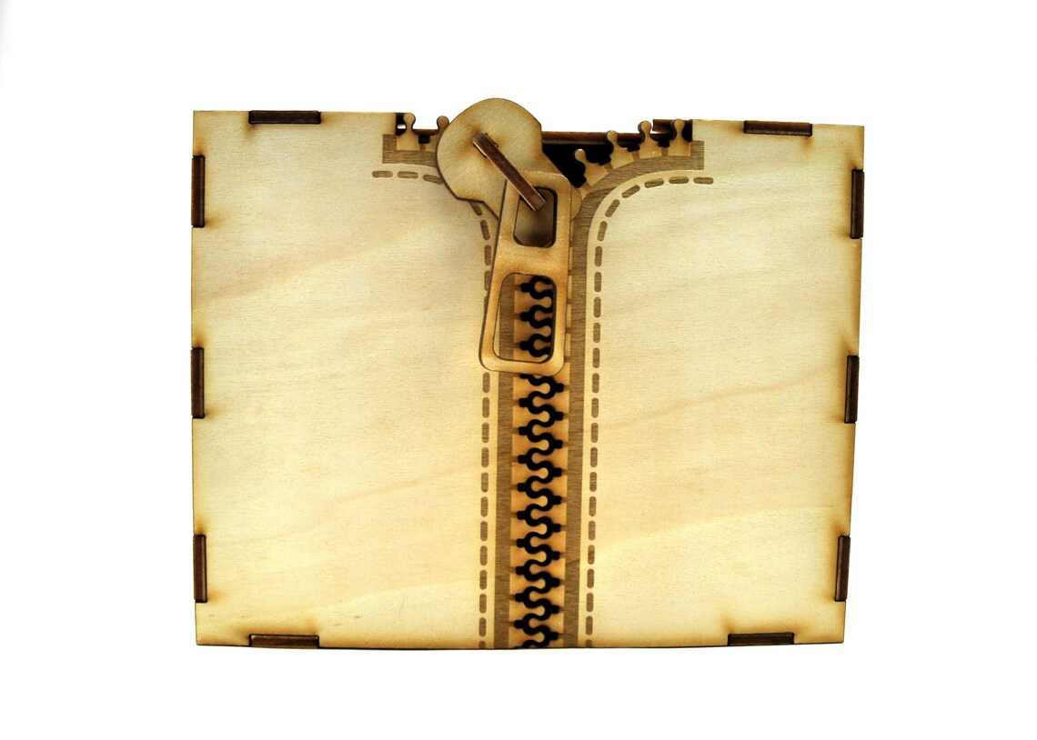 طرح جعبه زیپ دار چوبی مناسب برای استفاده در دستگاه های cnc چوب و cnc لیزر - laser cut wooden zipper box cdr file