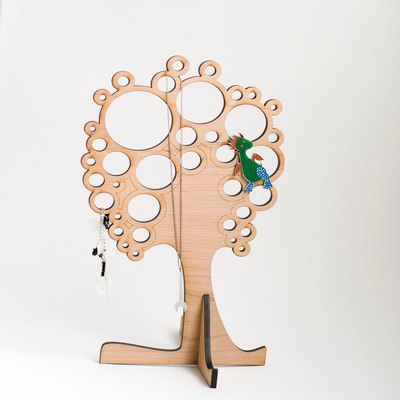 طرح جا جواهری طرح درخت مناسب برای استفاده در دستگاه های cnc چوب و cnc لیزر - laser cut tree jewelry stand cdr file